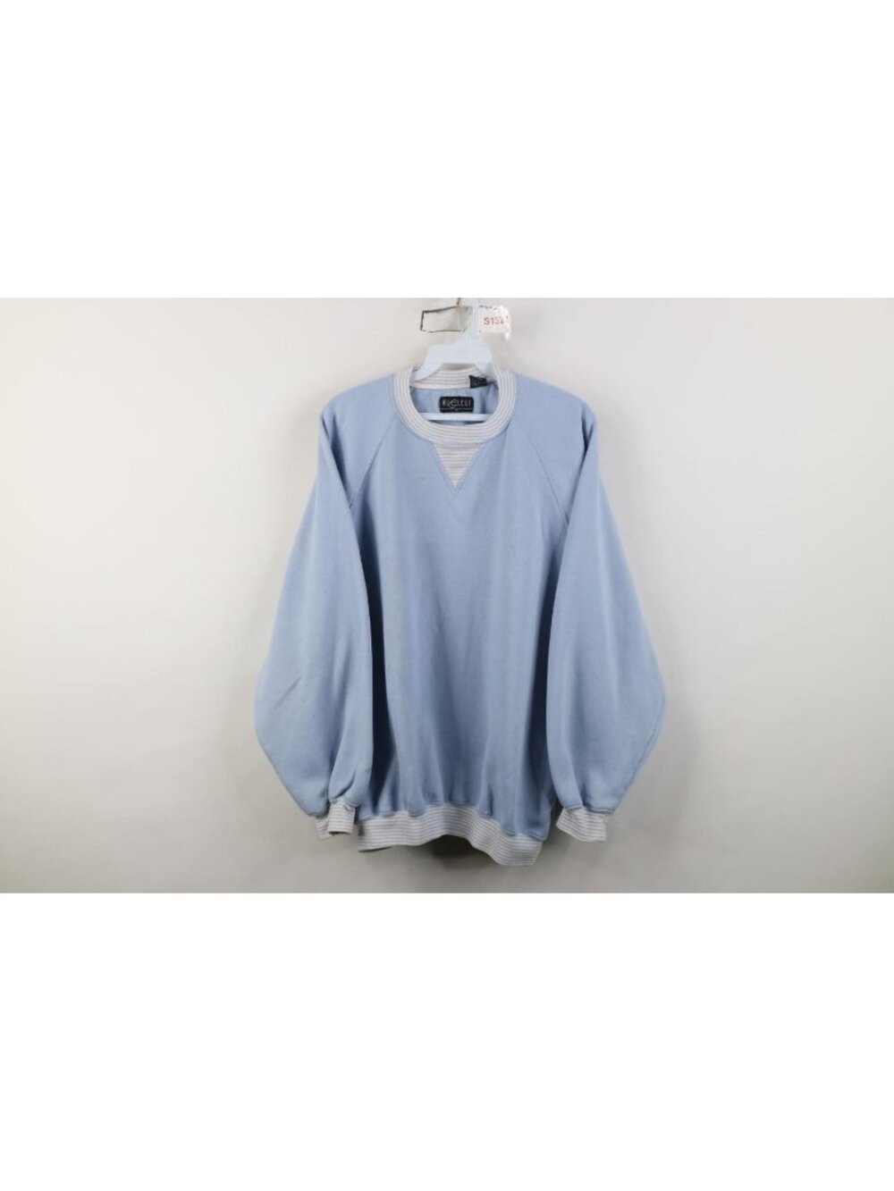 Vintage 90s Streetwear Womens XL Blank Striped Ringer Crewneck Sweatshirt Blue